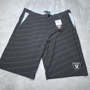 NFL Raiders Golf Shorts Mens 36 Gray Performance Stretch Dot Stripe NWT